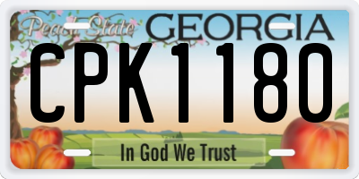 GA license plate CPK1180