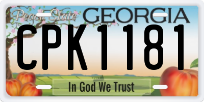 GA license plate CPK1181
