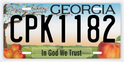 GA license plate CPK1182