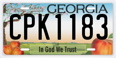GA license plate CPK1183