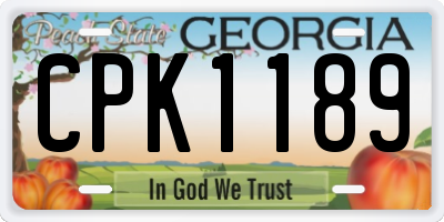 GA license plate CPK1189