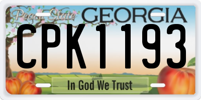 GA license plate CPK1193