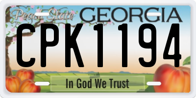 GA license plate CPK1194