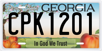 GA license plate CPK1201
