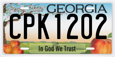 GA license plate CPK1202