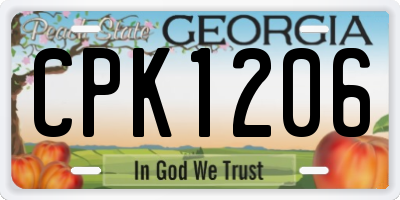 GA license plate CPK1206