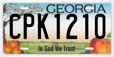 GA license plate CPK1210