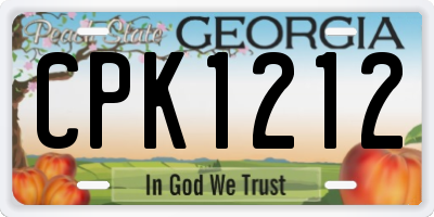 GA license plate CPK1212