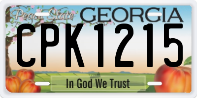GA license plate CPK1215