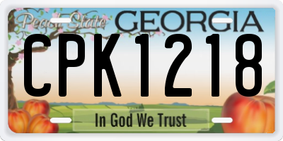 GA license plate CPK1218