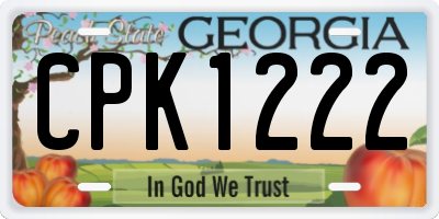 GA license plate CPK1222