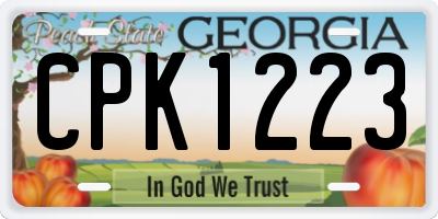 GA license plate CPK1223