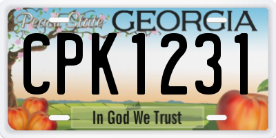 GA license plate CPK1231
