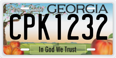GA license plate CPK1232