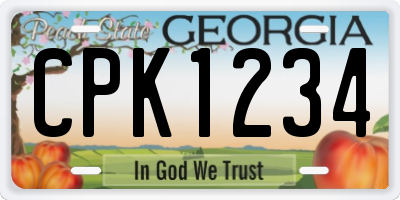 GA license plate CPK1234