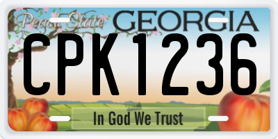 GA license plate CPK1236