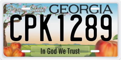GA license plate CPK1289