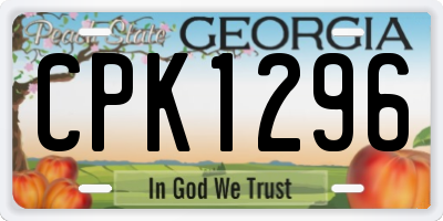GA license plate CPK1296