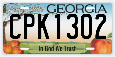 GA license plate CPK1302