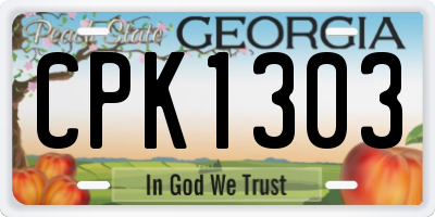 GA license plate CPK1303