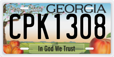 GA license plate CPK1308