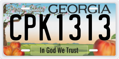 GA license plate CPK1313