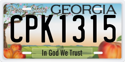 GA license plate CPK1315