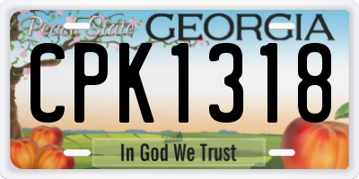 GA license plate CPK1318