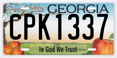 GA license plate CPK1337