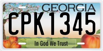 GA license plate CPK1345