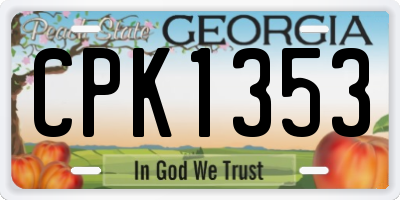 GA license plate CPK1353
