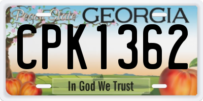 GA license plate CPK1362