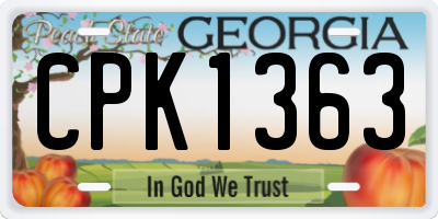 GA license plate CPK1363