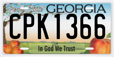 GA license plate CPK1366