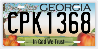 GA license plate CPK1368