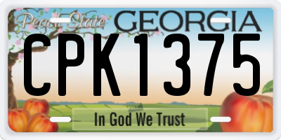 GA license plate CPK1375