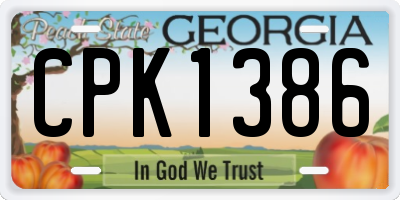 GA license plate CPK1386