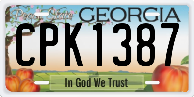 GA license plate CPK1387