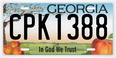 GA license plate CPK1388