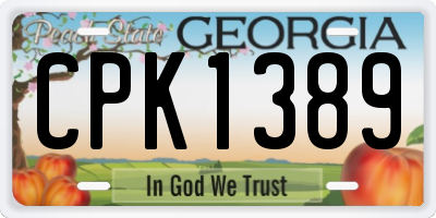 GA license plate CPK1389
