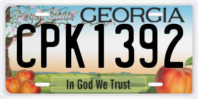 GA license plate CPK1392