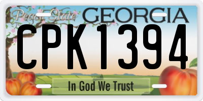 GA license plate CPK1394