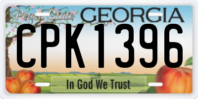 GA license plate CPK1396