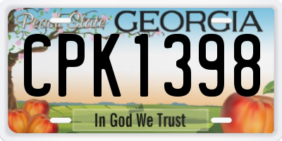 GA license plate CPK1398