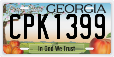 GA license plate CPK1399
