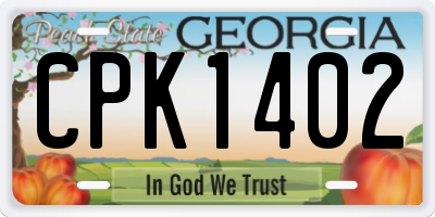 GA license plate CPK1402