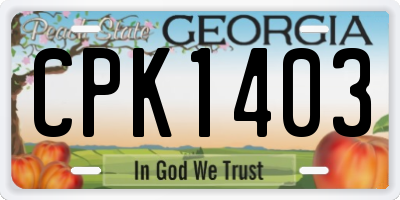 GA license plate CPK1403