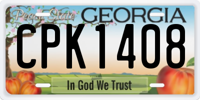 GA license plate CPK1408