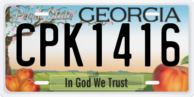 GA license plate CPK1416