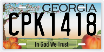 GA license plate CPK1418